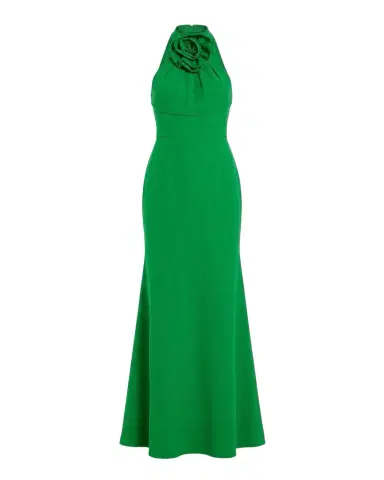 Mac Duggal Rosette Halter-Neck Trumpet Gown | Thumbnail 1