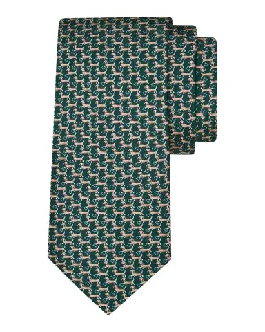 Ferragamo Men 's Gancio Dachshund-Print Silk and Wool Tie | Thumbnail 1