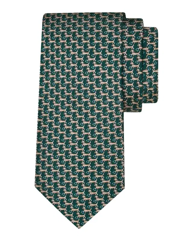 Men 's Gancio Dachshund-Print Silk and Wool Tie