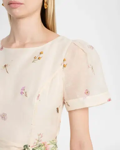 Rickie Freeman for Teri Jon Belted Floral-Print Midi Dress | Thumbnail 5