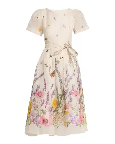 Rickie Freeman for Teri Jon Belted Floral-Print Midi Dress | Thumbnail 1
