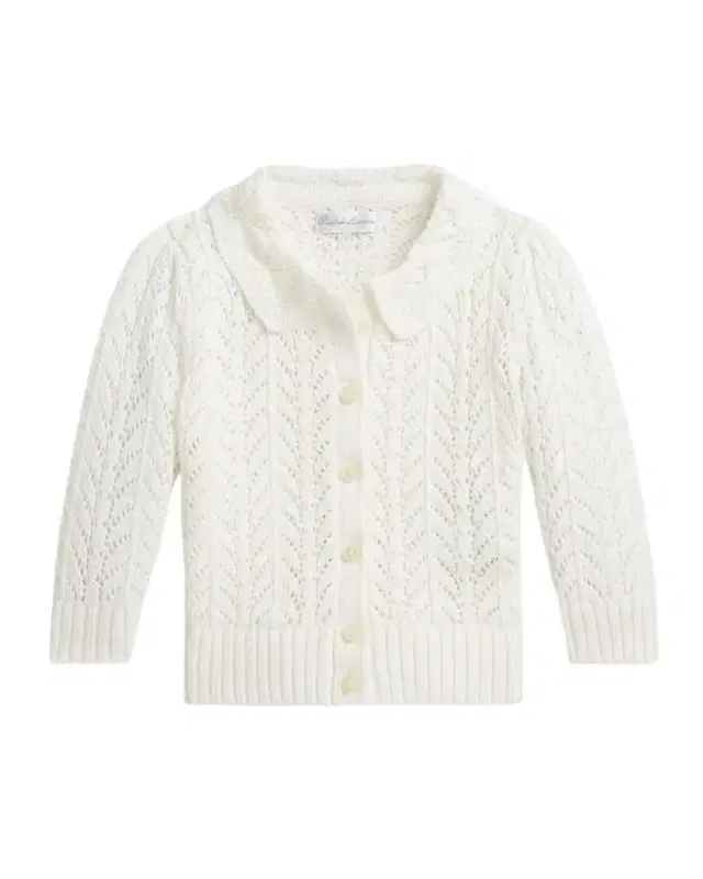 Girl 's Pointelle-Knit Cotton Cardigan Sweater, Size 3M-24M