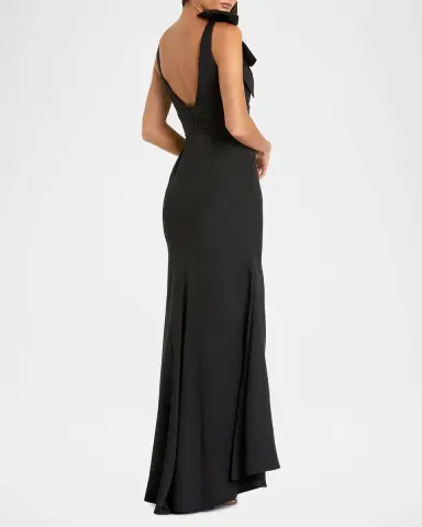 Mac Duggal Plunging Crepe Mermaid Gown | Thumbnail 3 Mac Duggal Plunging Crepe Mermaid Gown | Thumbnail 3