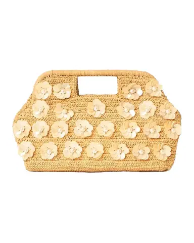 BTB Los Angeles Dottie Floral Applique Raffia Clutch Bag | Thumbnail 1 BTB Los Angeles Dottie Floral Applique Raffia Clutch Bag | Thumbnail 1