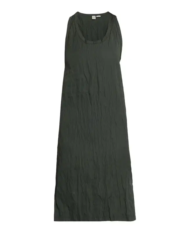 Crinkled Cotton Sleeveless Tank Dress