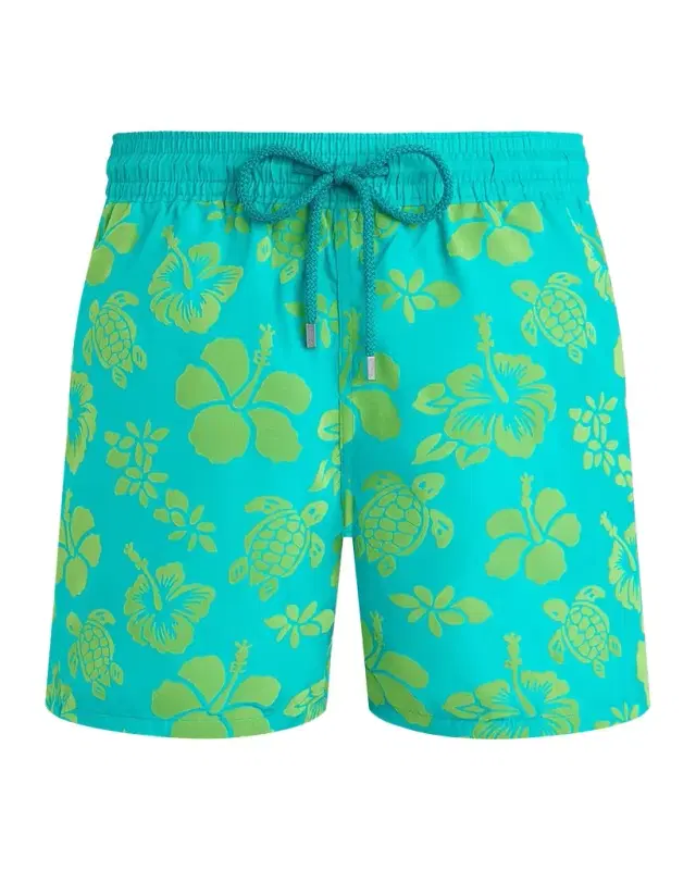 Vilebrequin Men's Flocked Tropical Turtle Swim Trunks