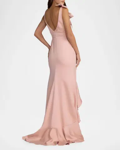 Mac Duggal Plunging High-Low Ruffle Crepe Gown | Thumbnail 3 Mac Duggal Plunging High-Low Ruffle Crepe Gown | Thumbnail 3