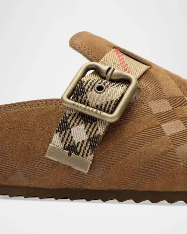 Burberry Urchin Shearling-Lined Suede Clogs | Thumbnail 4