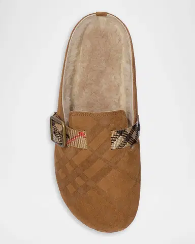 Burberry Urchin Shearling-Lined Suede Clogs | Thumbnail 5