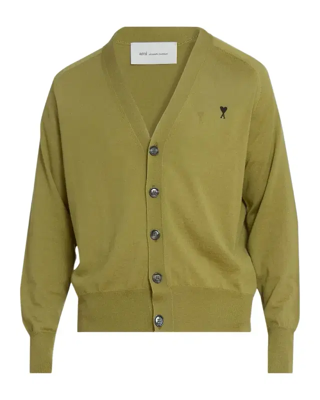 Men's Tonal Embroidered Ami De Coeur Wool Knit Cardigan