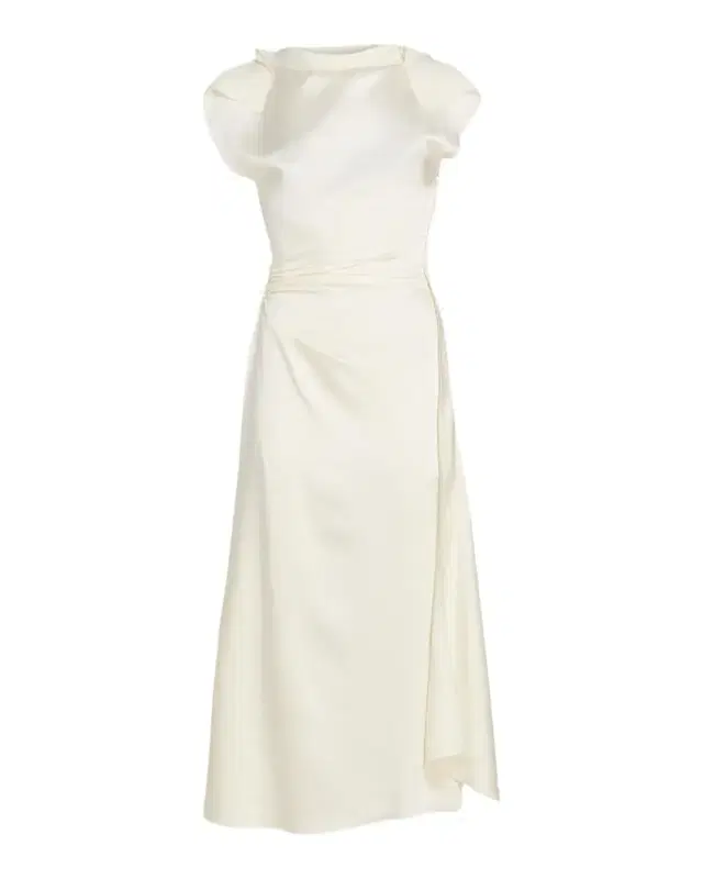 Victoria Beckham Draped Sleeve Satin Midi Dress