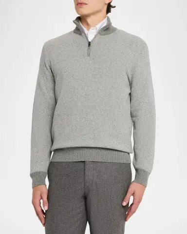 Ralph Lauren Purple Label Birdseye Cashmere Quarter-Zip Sweater | Thumbnail 4