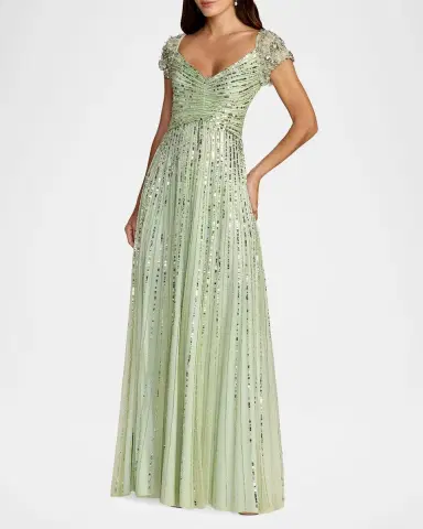 Mac Duggal Embellished Mesh Fit & Flare Gown | Thumbnail 2 Mac Duggal Embellished Mesh Fit & Flare Gown | Thumbnail 2