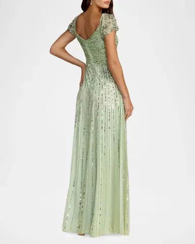 Mac Duggal Embellished Mesh Fit & Flare Gown | Thumbnail 3 Mac Duggal Embellished Mesh Fit & Flare Gown | Thumbnail 3