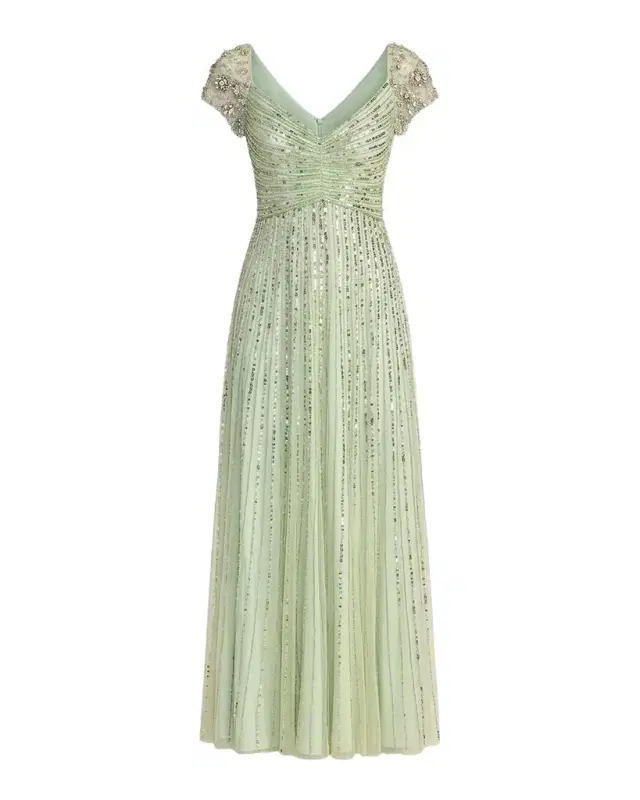 Mac Duggal Embellished Mesh Fit & Flare Gown