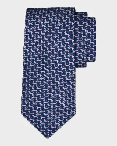 Ferragamo Men's Dachshund Silk and Wool Tie | Thumbnail 2