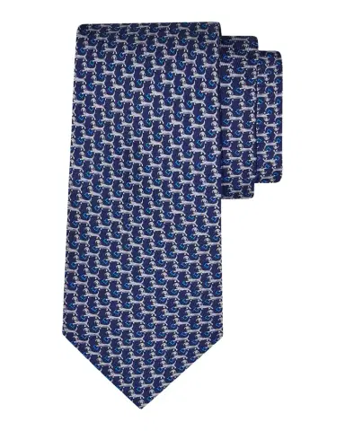 Ferragamo Men's Dachshund Silk and Wool Tie | Thumbnail 1