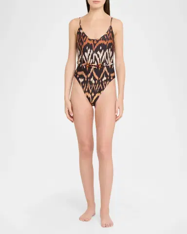 Zimmermann Aster Belted One-Piece Swimsuit | Thumbnail 2