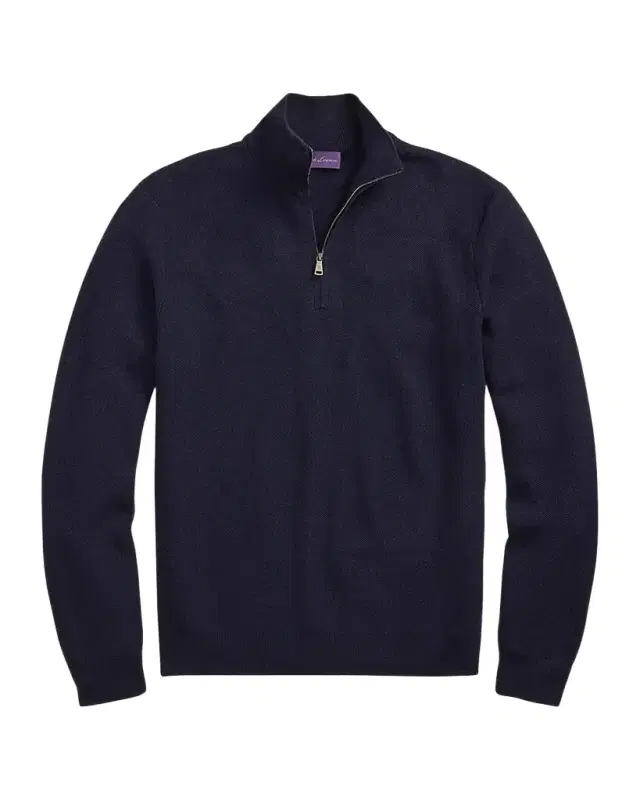Piqué-Knit Wool Quarter-Zip Sweater