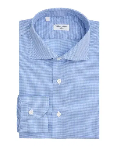Cesare Attolini Men's Micro-Check Cotton-Linen Shirt | Thumbnail 3 Cesare Attolini Men's Micro-Check Cotton-Linen Shirt | Thumbnail 3