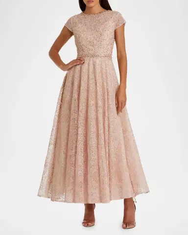 Mac Duggal Embellished A-Line Tea Length Dress | Thumbnail 2 Mac Duggal Embellished A-Line Tea Length Dress | Thumbnail 2