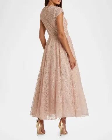 Mac Duggal Embellished A-Line Tea Length Dress | Thumbnail 3 Mac Duggal Embellished A-Line Tea Length Dress | Thumbnail 3