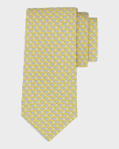 Ferragamo Men's Fox Micro-Print Tie | Thumbnail 2