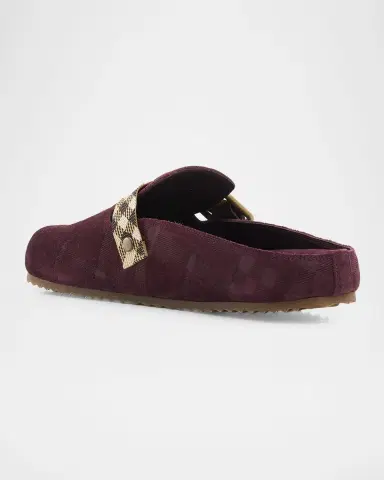 Burberry Urchin Check Suede Clogs | Thumbnail 4 Burberry Urchin Check Suede Clogs | Thumbnail 4