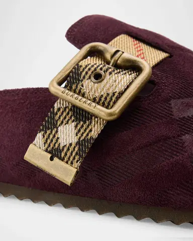 Burberry Urchin Check Suede Clogs | Thumbnail 5 Burberry Urchin Check Suede Clogs | Thumbnail 5