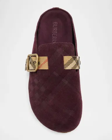 Burberry Urchin Check Suede Clogs | Thumbnail 6 Burberry Urchin Check Suede Clogs | Thumbnail 6