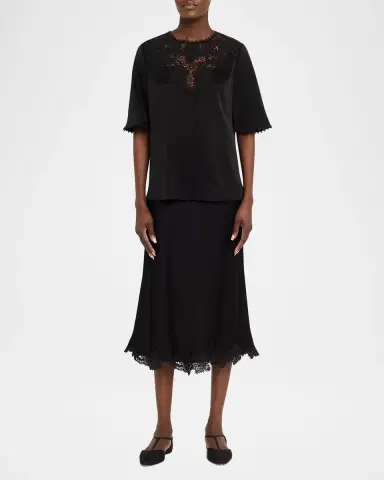 Kobi Halperin Frankie Lace-Inset Satin Back Crepe Blouse | Thumbnail 2 Kobi Halperin Frankie Lace-Inset Satin Back Crepe Blouse | Thumbnail 2