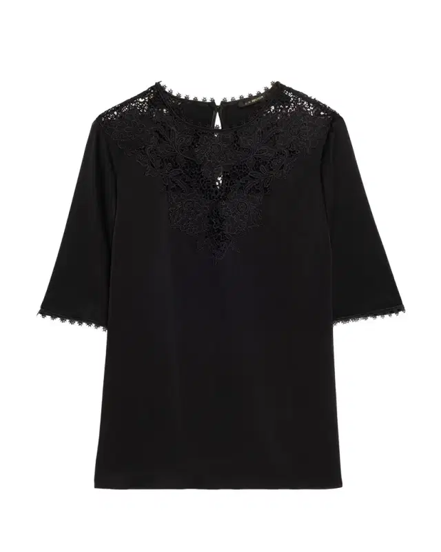 Kobi Halperin Frankie Lace-Inset Satin Back Crepe Blouse