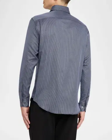 Emporio Armani Men's Micro-Dot Cotton Modern Fit Sport Shirt | Thumbnail 3