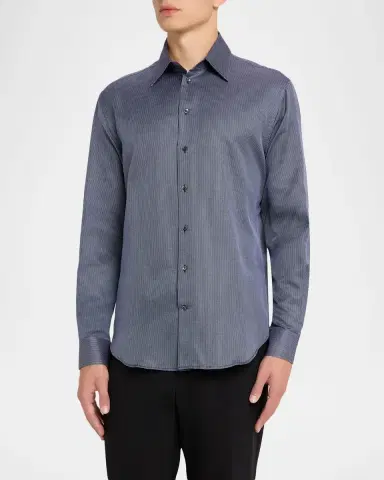 Emporio Armani Men's Micro-Dot Cotton Modern Fit Sport Shirt | Thumbnail 4