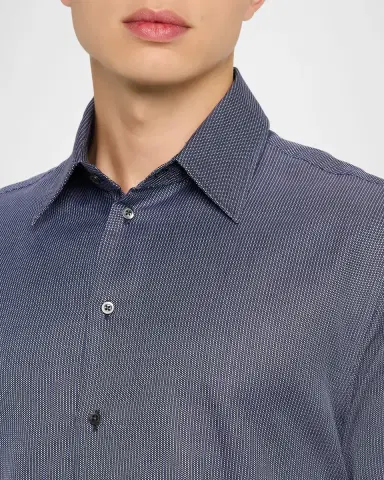 Emporio Armani Men's Micro-Dot Cotton Modern Fit Sport Shirt | Thumbnail 5