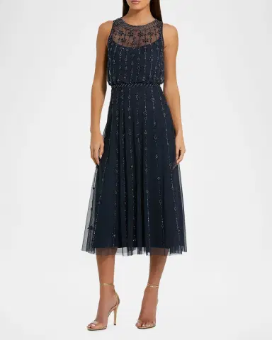 Mac Duggal Crystal-Embellished Tulle Midi-Dress | Thumbnail 2 Mac Duggal Crystal-Embellished Tulle Midi-Dress | Thumbnail 2