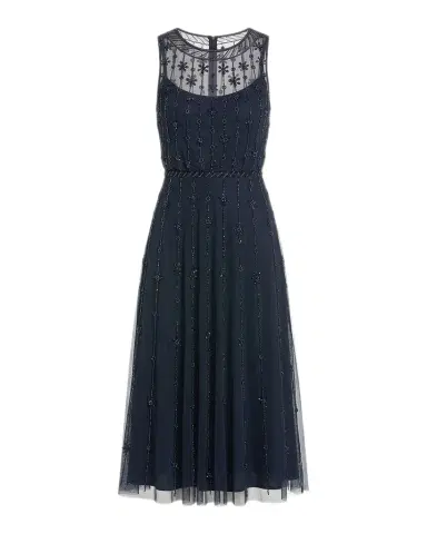 Mac Duggal Crystal-Embellished Tulle Midi-Dress | Thumbnail 1 Mac Duggal Crystal-Embellished Tulle Midi-Dress | Thumbnail 1