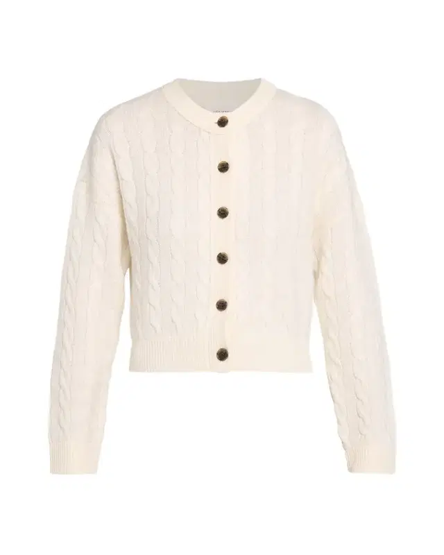 Cassie Cashmere Cable Knit Crewneck Cardigan