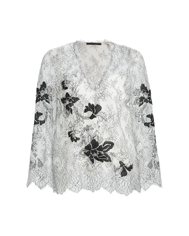 Kobi Halperin Devyn Scalloped Floral Lace Blouse