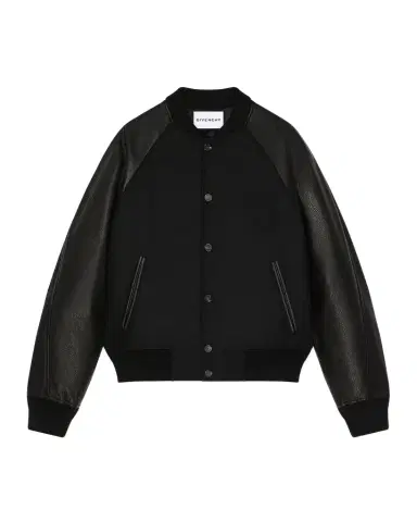 Givenchy Men's Mixed Material Wool and Leather Bomber Jacket | Thumbnail 1 Givenchy Men's Mixed Material Wool and Leather Bomber Jacket | Thumbnail 1