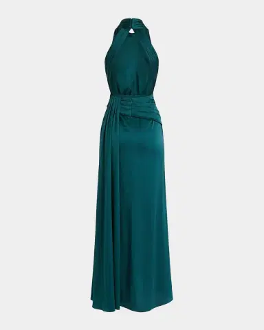 Mac Duggal Petite Halter Open-Back Gown w/Slit | Thumbnail 5