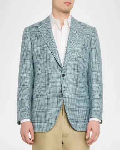 Cesare Attolini Men's Plaid Cashmere-Blend Sport Jacket | Thumbnail 4 Cesare Attolini Men's Plaid Cashmere-Blend Sport Jacket | Thumbnail 4