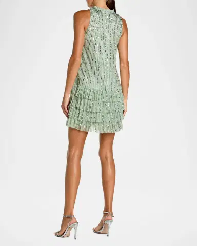 Mac Duggal Ruffle-Trim Bead and Sequin Mini Shift Dress | Thumbnail 3 Mac Duggal Ruffle-Trim Bead and Sequin Mini Shift Dress | Thumbnail 3