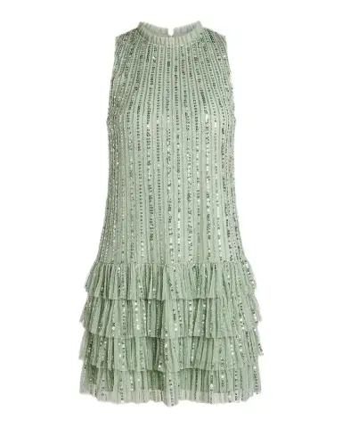 Mac Duggal Ruffle-Trim Bead and Sequin Mini Shift Dress | Thumbnail 1 Mac Duggal Ruffle-Trim Bead and Sequin Mini Shift Dress | Thumbnail 1