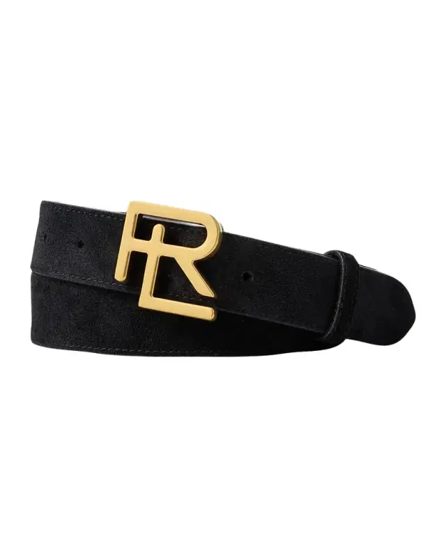 Ralph Lauren Purple Label RL-Buckle Calf-Suede Belt