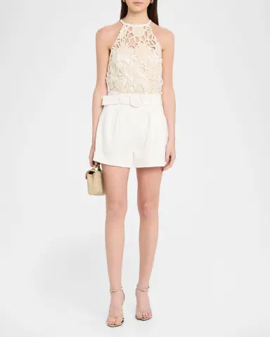 Ramy Brook Aubree Openwork Floral Belted Romper | Thumbnail 2