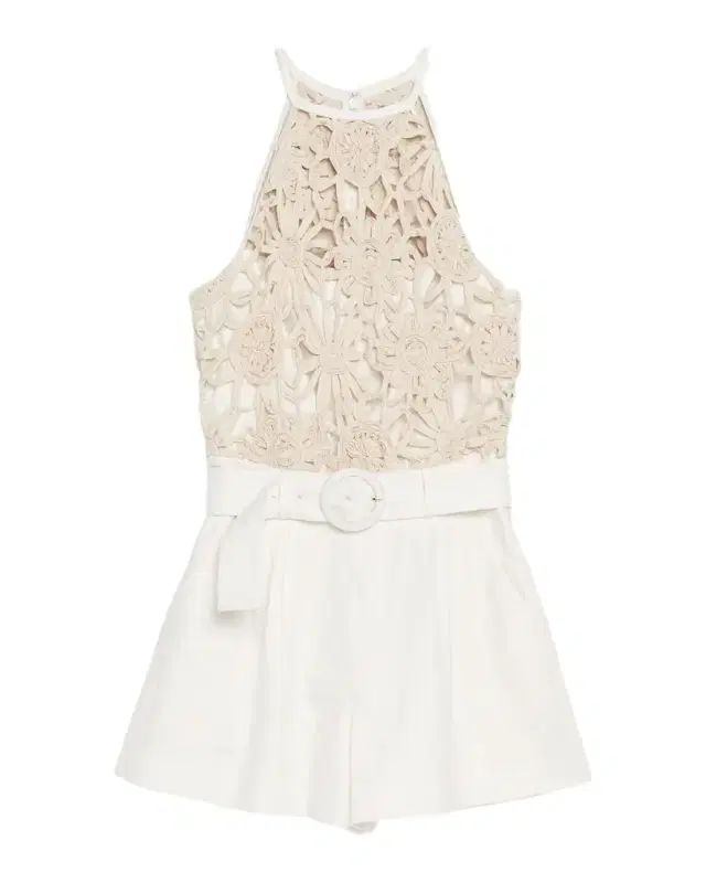 Ramy Brook Aubree Openwork Floral Belted Romper