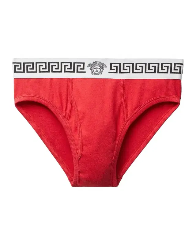 Men's Medusa La Greca Cotton-Rib Briefs