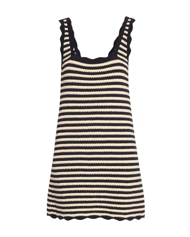 Domeka Stripe Crochet-Knit Mini Dress