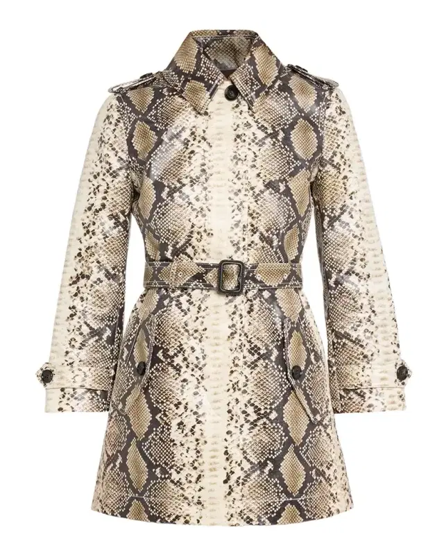 Stonehaven Python-Print Coated Short Car Coat
